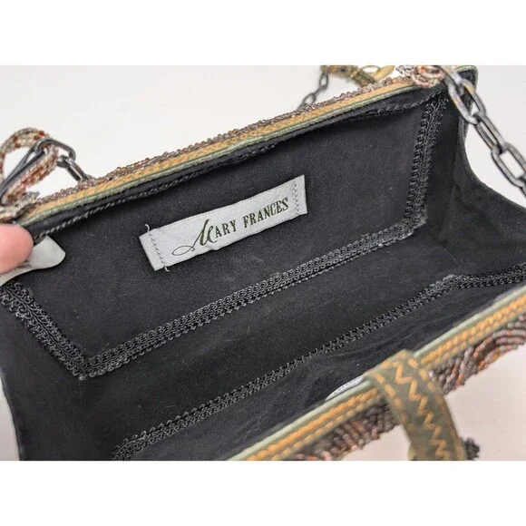 Vtg Mary Frances Shoulder Handbag Multimedia Multicolor Ornate Tiger Eye As Is - Picture 5 of 8